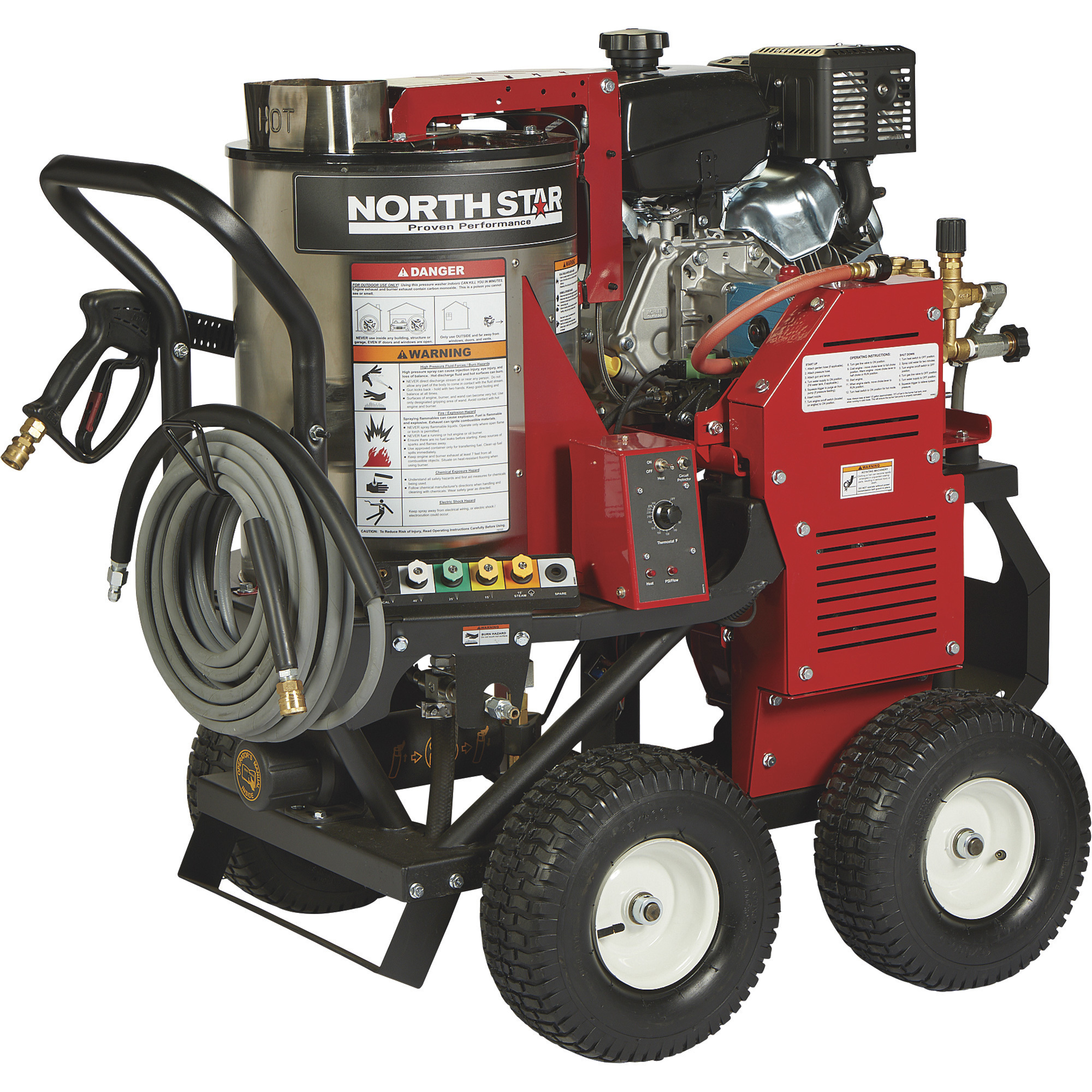 NorthStar Hot Water Portable Pressure Washer with Wet Steam, 3000 PSI, 4 GPM, Kohler Engine